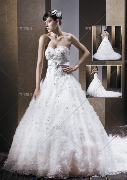 婚纱礼服租赁系列抹胸蓬蓬裙托尾婚纱 sophie079